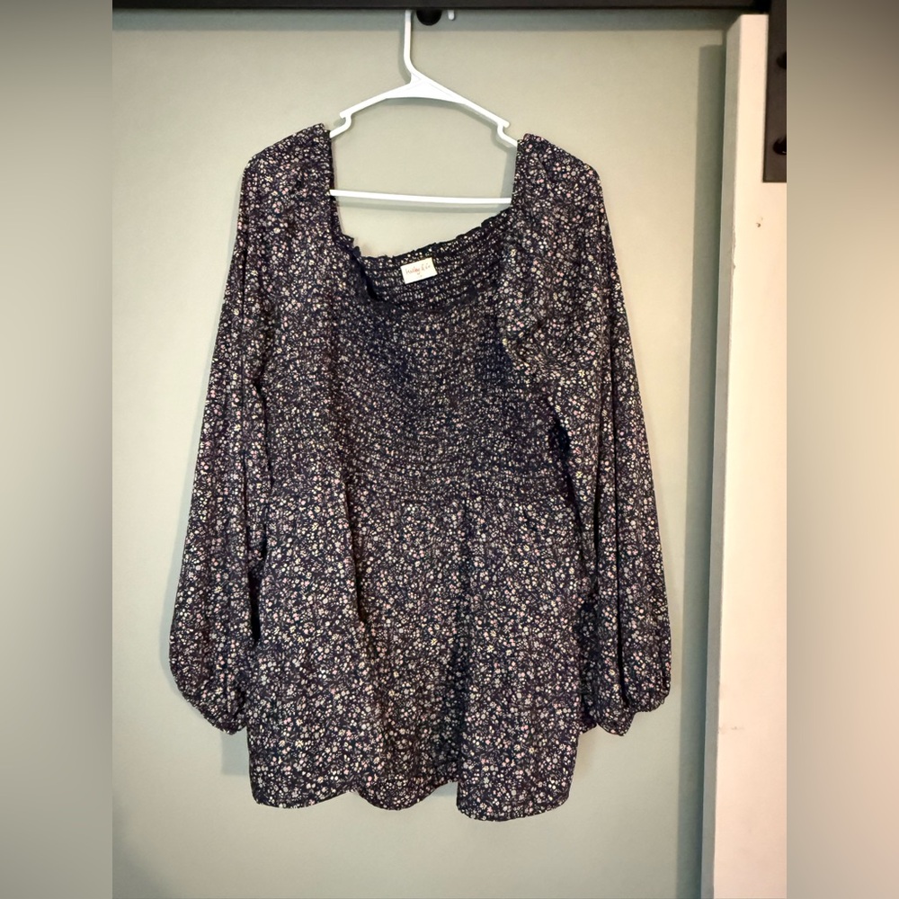 Chic Soul Long Sleeve Floral Babydoll Top